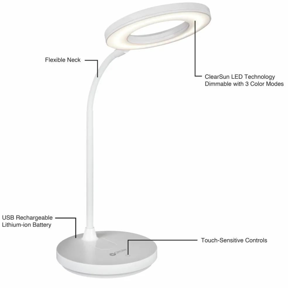 OttLite® Rechargeable LED Ring Desk Lamp