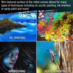 7-Ounce Unprimed Canvas Roll, 24" Wide x 6' Long (2 Yards) - 100% Cotton, Woven, Acid-Free - Unstretched Canvas Rolls for Painting, Murals, & DIY Crafts