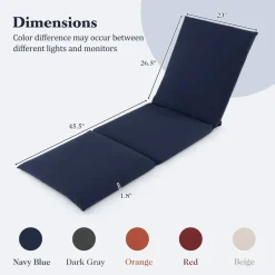 Outdoor Chaise Lounge Cushion Patio Furniture Folding Pad with Fixing Straps