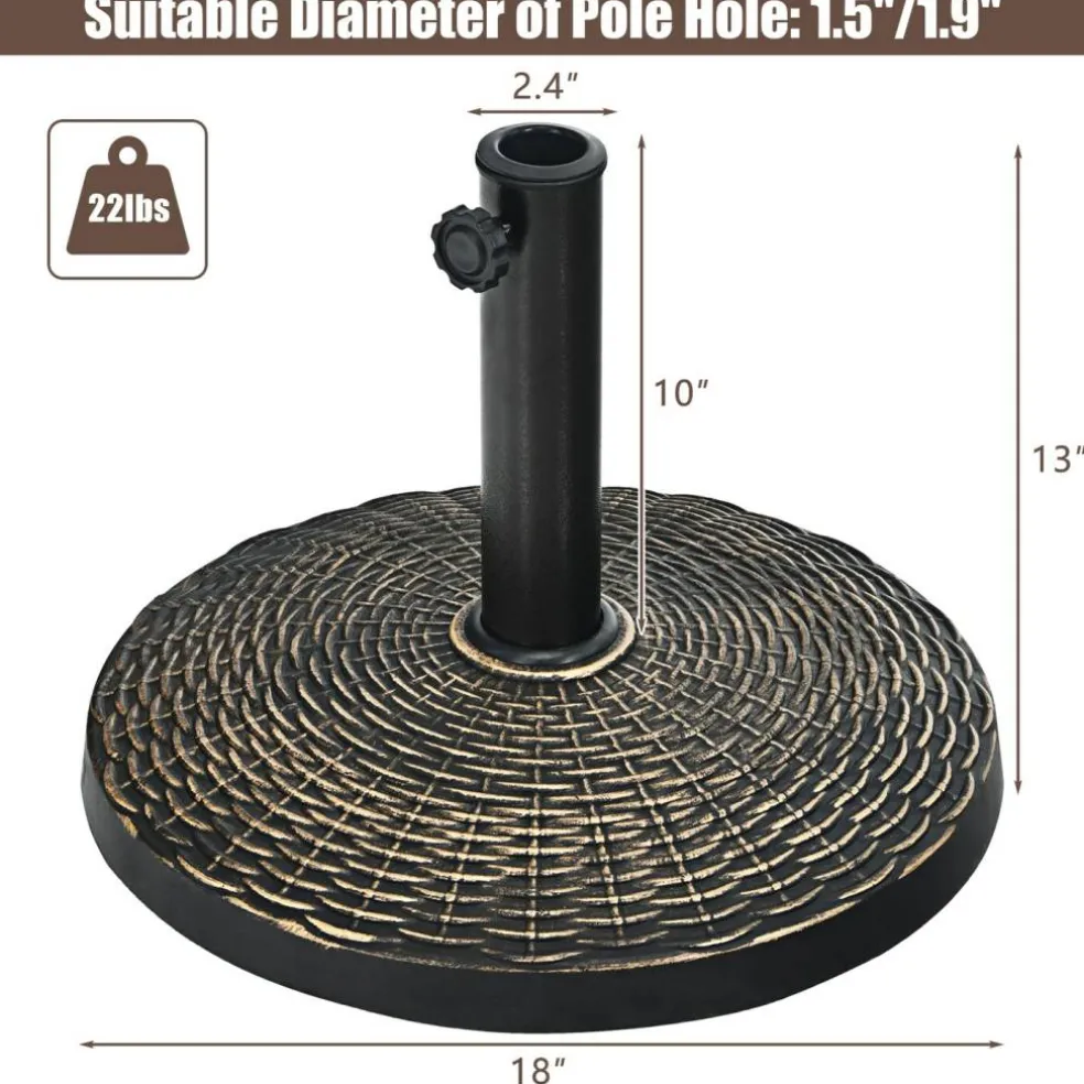 Outdoor 22Lbs Resin Umbrella Base with Wicker Design for Stability