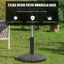 Outdoor 22Lbs Resin Umbrella Base with Wicker Design for Stability