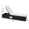 Outdoor Rattan Chaise Lounge, 6-Level Adjustable Backrest with Cushion, Headrest and Foldable Side Table