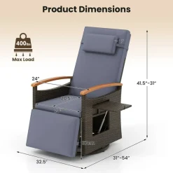 Outdoor Rattan Swivel Recliner Chairs, 2-Piece Patio Seating with 150° Adjustable Backrests, Cushions and Footrests