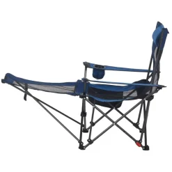 Outdoor Reclining Chair Folding Lounger Adjustable Iron Frame Camp Seat