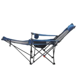 Outdoor Reclining Chair Folding Lounger Adjustable Iron Frame Camp Seat