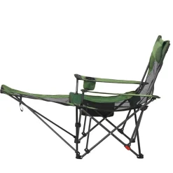 Outdoor Reclining Chair Folding Lounger Adjustable Iron Frame Camp Seat
