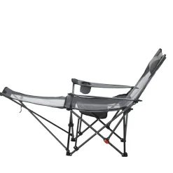 Outdoor Reclining Chair Folding Lounger Adjustable Iron Frame Camp Seat