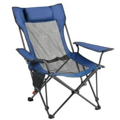 Outdoor Reclining Chair Folding Lounger Adjustable Iron Frame Camp Seat