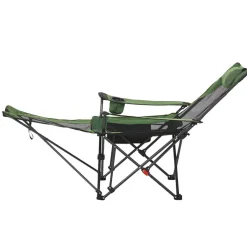Outdoor Reclining Chair Folding Lounger Adjustable Iron Frame Camp Seat
