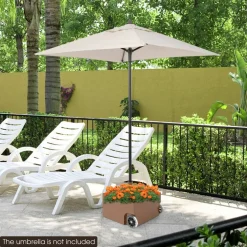 Outdoor Umbrella Stand with Planter Box and Wheels for Easy Move