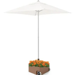 Outdoor Umbrella Stand with Planter Box and Wheels for Easy Move