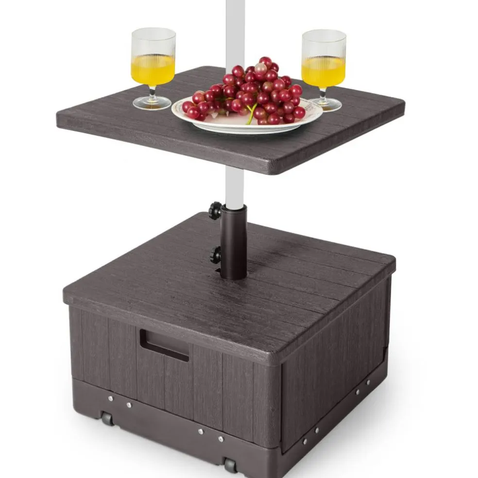 Outdoor Umbrella Stand with Wheels Tray and Planter Box 175 LBS