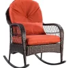 Outdoor Wicker Rocking Chair With Cushion