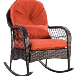 Outdoor Wicker Rocking Chair With Cushion