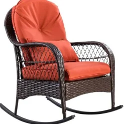 Outdoor Wicker Rocking Chair With Cushion