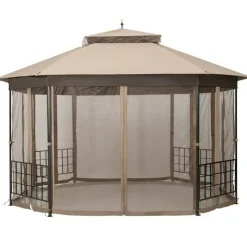 Outdoor 10x12 Ft Octagon Gazebo Canopy with Full Mesh Netting