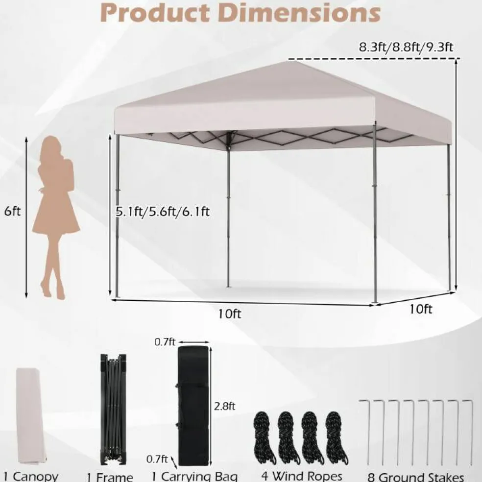 Outdoor 10x10 FT Pop Up Canopy with Portable Carrying Bag
