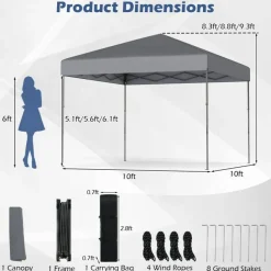 Outdoor 10x10 FT Pop Up Canopy with Portable Carrying Bag