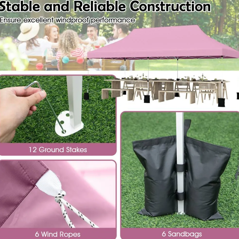 Outdoor 10x20 Portable Canopy Tent with Side Panels and Carry Bag