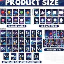 Outer Space Alphabet & Number Bulletin Board Set – Galaxy Themed Letters, Numbers, Shapes & Colors Classroom Wall Decorations for Preschool & Kindergarten Learning