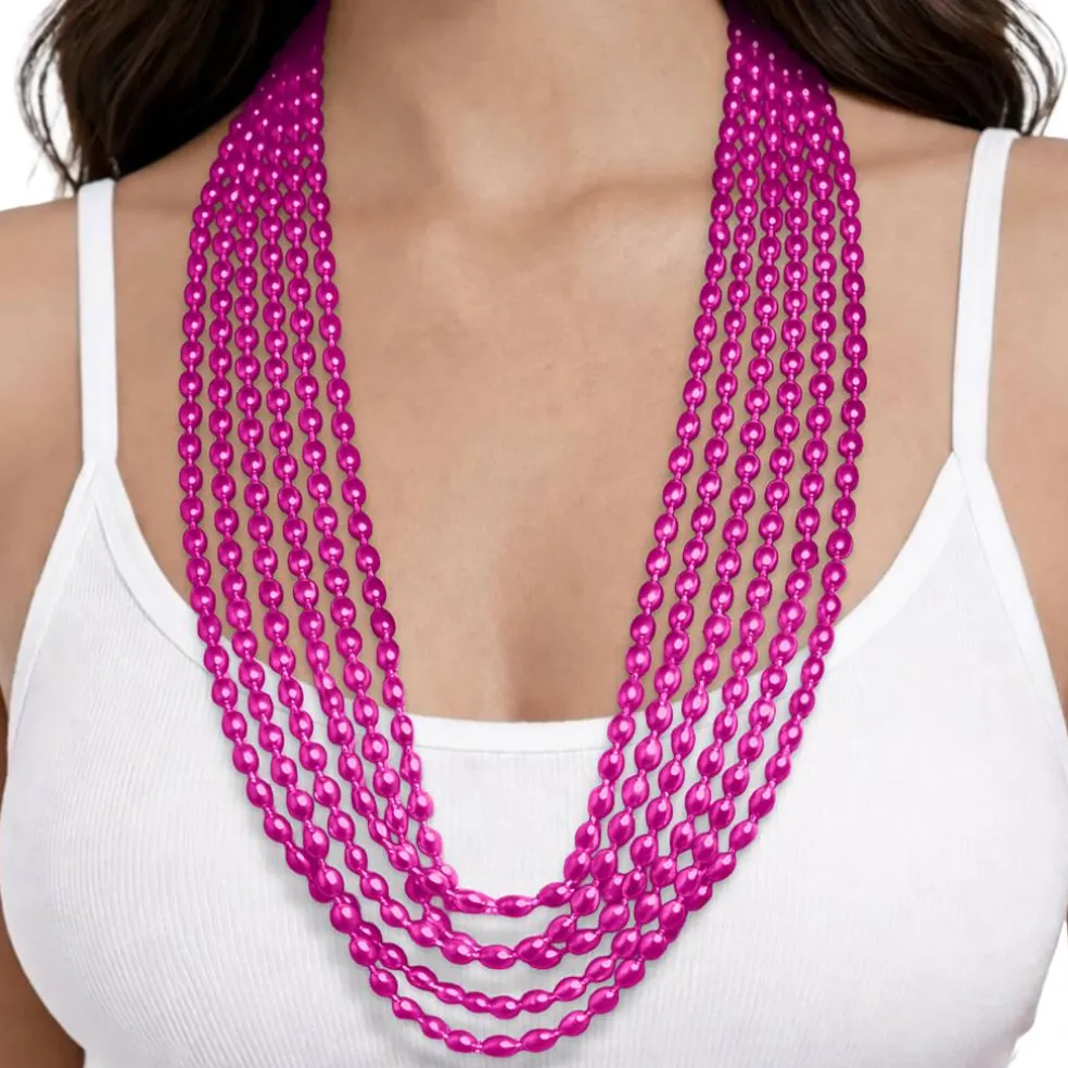 Oval Plastic Party Bead Necklaces, 6ct.