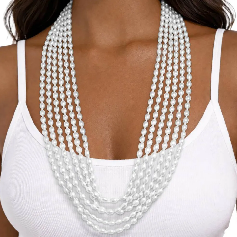 Oval Plastic Party Bead Necklaces, 6ct.