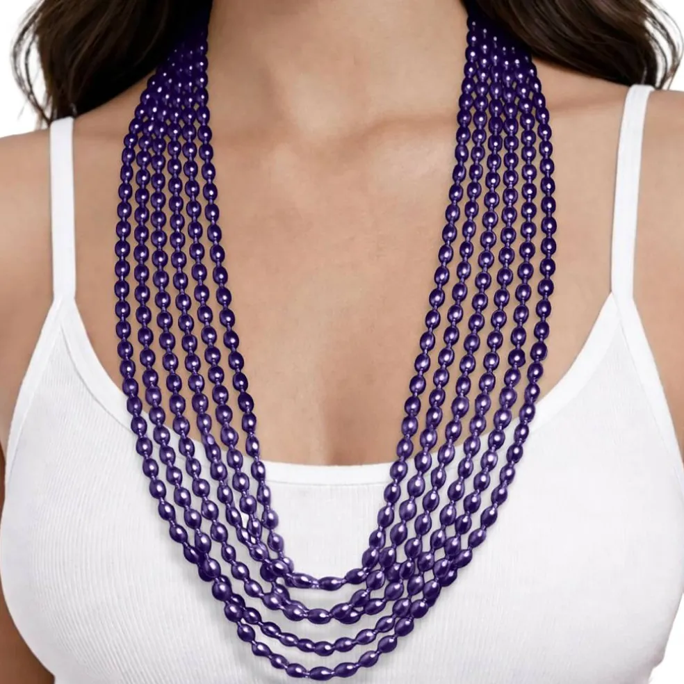 Oval Plastic Party Bead Necklaces, 6ct.