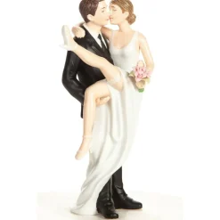 "Over the Threshold" Wedding Bride and Groom Cake Topper Figurine