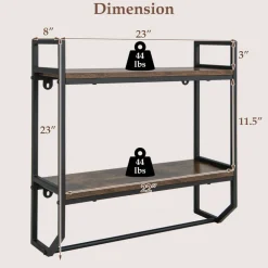 Over The Toilet Shelf Wall Mounted With Metal Frame For Bathroom
