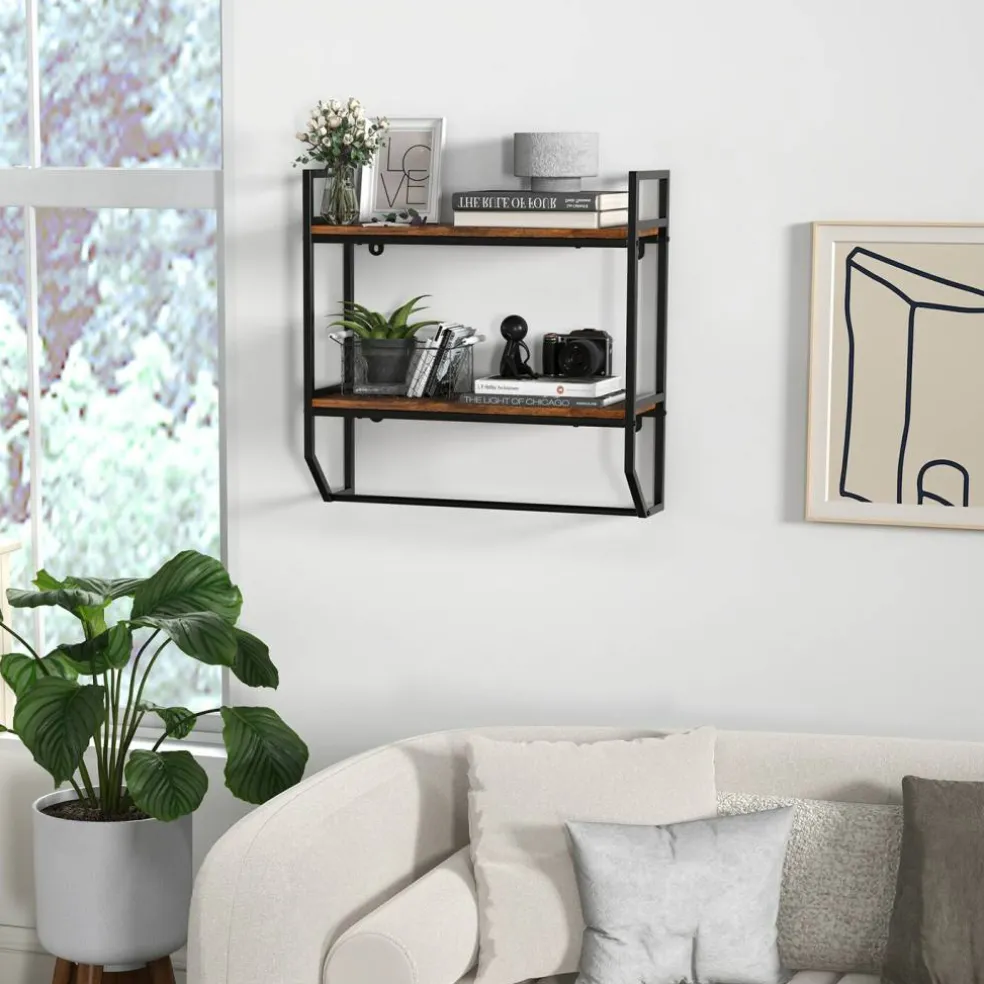 Over The Toilet Shelf Wall Mounted With Metal Frame For Bathroom