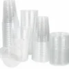 16 oz Clear Plastic Cups with Flat Lids and Straws Disposable
