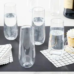 9oz. Clear Plastic Stemless Champagne Flutes by Celebrate It™, 8ct.