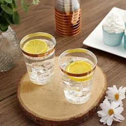 9 oz Clear Rose Gold Rim Plastic Disposable