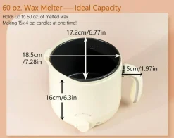 60oz Electric Wax Melter for Candle Making ā Includes Thermometer, Wicks, Stickers, Centering Device & Spoon