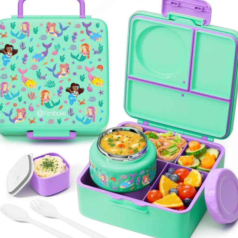 60oz Leakproof Bento Lunch Box for Kids with 8.5oz Thermo Food Jar