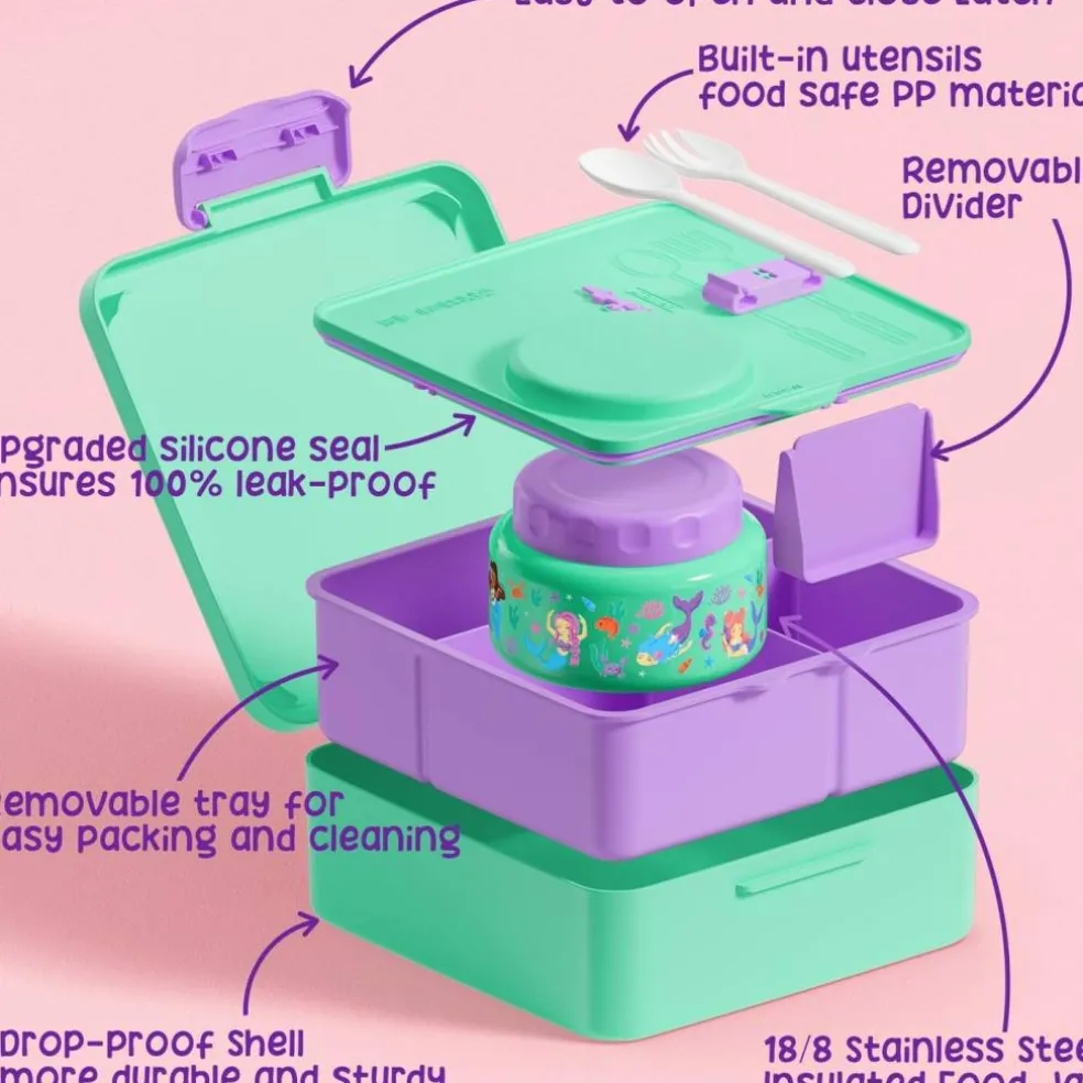 60oz Leakproof Bento Lunch Box for Kids with 8.5oz Thermo Food Jar