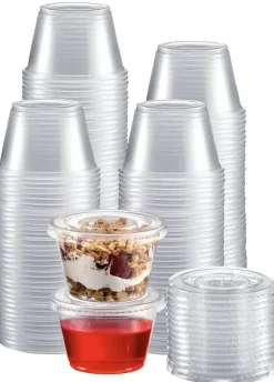 4 oz Plastic Clear Disposable Portion Cups with Lids