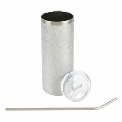 20oz. Silver Glitter Stainless Steel Sublimation Tumbler by Make MarketĀ®