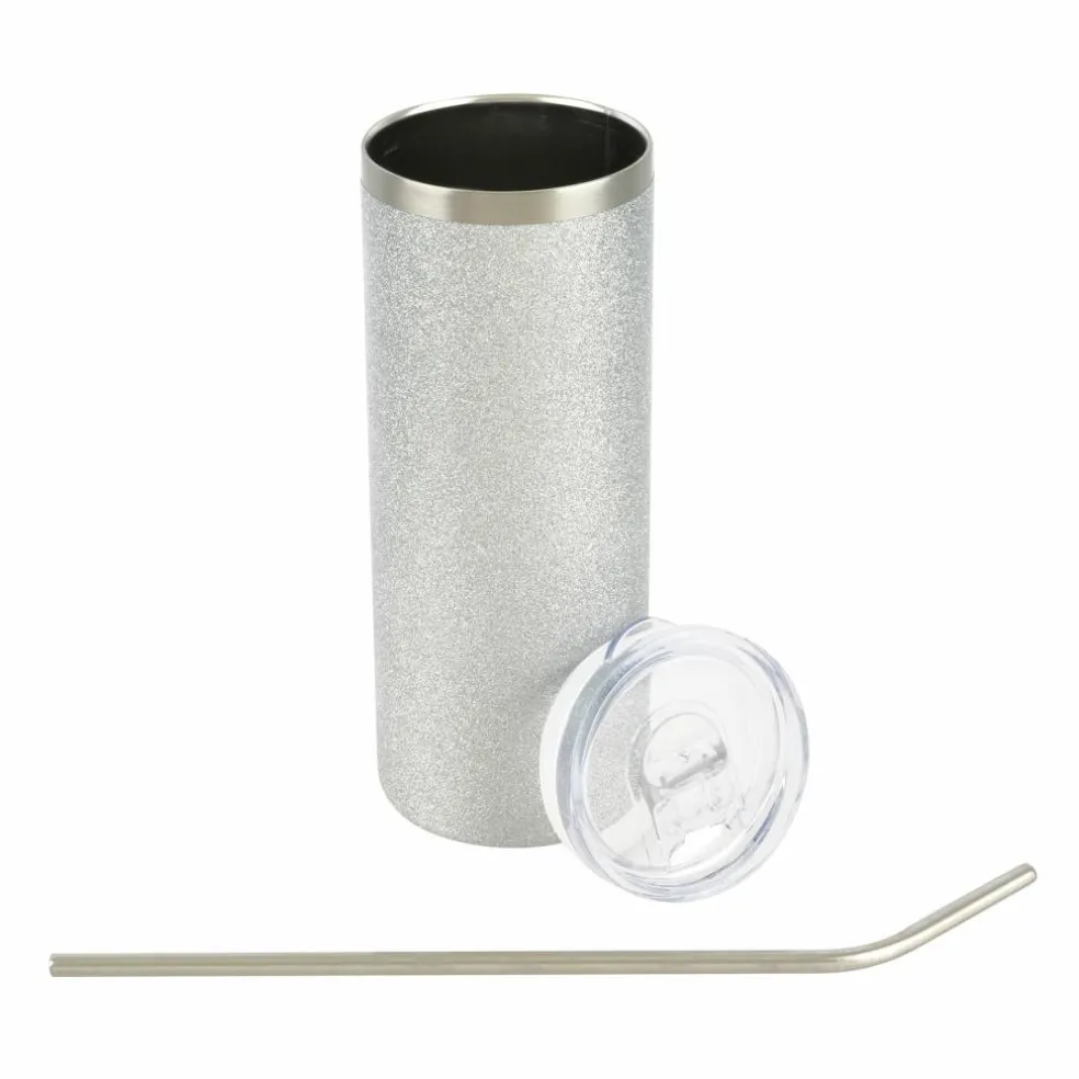 20oz. Silver Glitter Stainless Steel Sublimation Tumbler by Make Market®