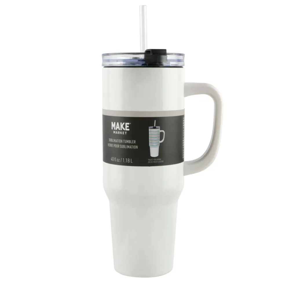 40oz. Stainless Steel Sublimation Tumbler with Handle by Make Market®