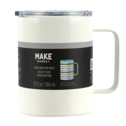 13oz. White Stainless Steel Sublimation Mug with Lid by Make Market®