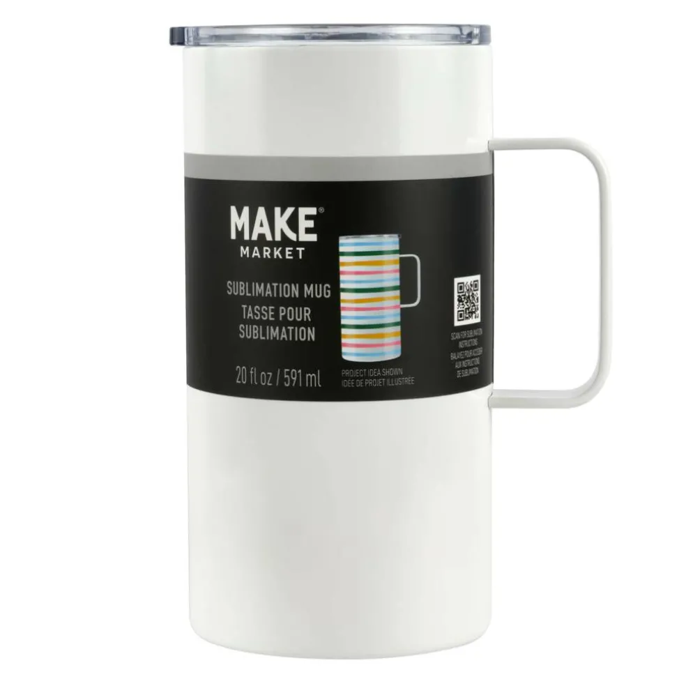 20oz. White Stainless Steel Sublimation Mug with Lid by Make Market®