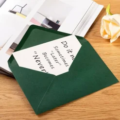 50 Pack A7 Colorful 5x7 Envelopes V Flap Invitation Envelopes for 5x7 Cards, Birthday, Weddings, Graduations, Greeting Cards, Baby Shower 5.24 x 7.24 Inches (Dark Green)