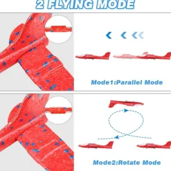 3 Pack Airplane Launcher Toy, 12.6" Foam Glider Led Plane, 2 Flight Mode Catapult Plane for Kids Outdoor Sport Flying Toys Gifts for 3 4 5 6 7 8 9 10 12 Year Old Boys Girls