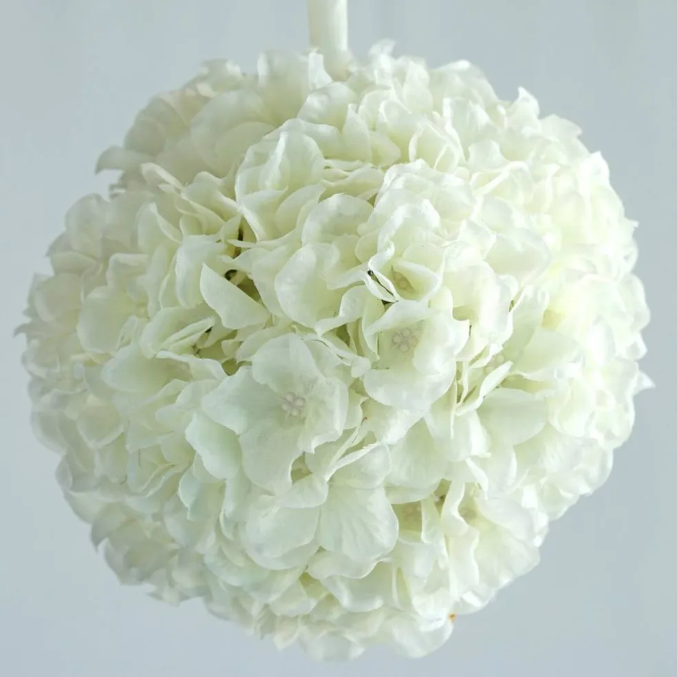 4 Pack 7" Artificial Hydrangea Kissing Flower Balls with Ribbon Handle for Wedding Party Decorations
