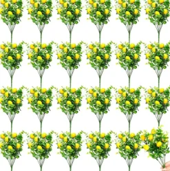 24 Pack Artificial Lemon Branches Faux Yellow Lemon Stems for Kitchen Table Centerpieces Spring Summer Farmhouse Home Vase Decoration