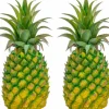 2 Pack Artificial Pineapple Decorative Fake Fruit Realistic PVC Tropical Pineapple Display for Home Kitchen Party Photography Props Wedding Fruit Bowl Decor