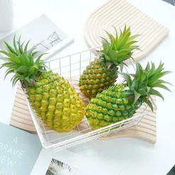 2 Pack Artificial Pineapple Decorative Fake Fruit Realistic PVC Tropical Pineapple Display for Home Kitchen Party Photography Props Wedding Fruit Bowl Decor
