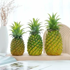 2 Pack Artificial Pineapple Decorative Fake Fruit Realistic PVC Tropical Pineapple Display for Home Kitchen Party Photography Props Wedding Fruit Bowl Decor