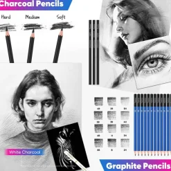81 Pack Art Supplies for Adults Kids, Pro Art Kit Drawing Pencils Set, Drawing Supplies Sketch Book, Sketching Pencils Kits, Graphite Pencils, Charcoal Pencils, Watercolor Metallic Sketch Art Pencils